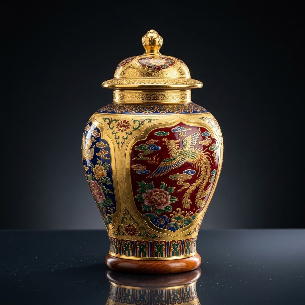 ZY-URN-05 Traditional Gilded Enamel Urn